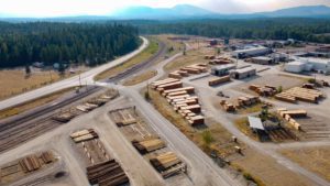 Timber Processing Facility, seen from above, taken by a drone.